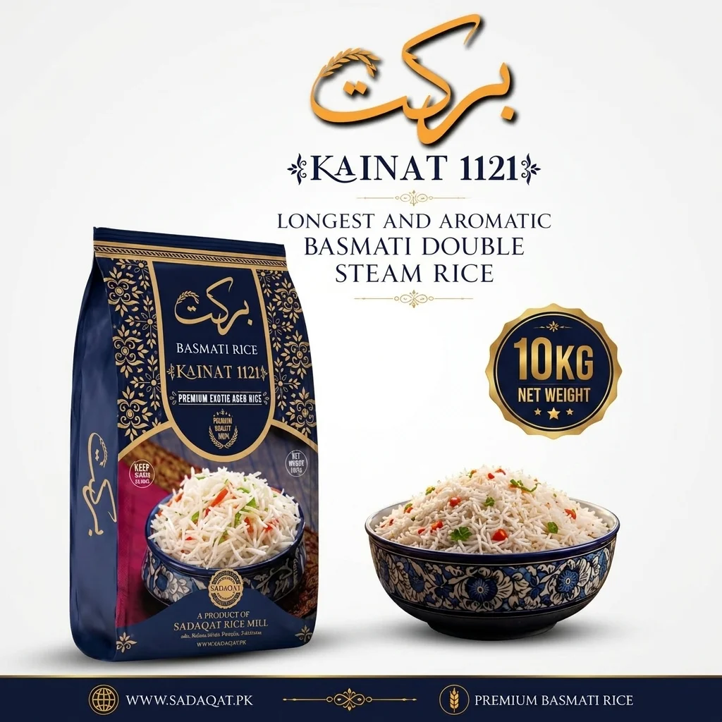 BARKAT-BRAND Kainat 1121 Basmati Double Steam Rice 10KG Net Weight detail 2