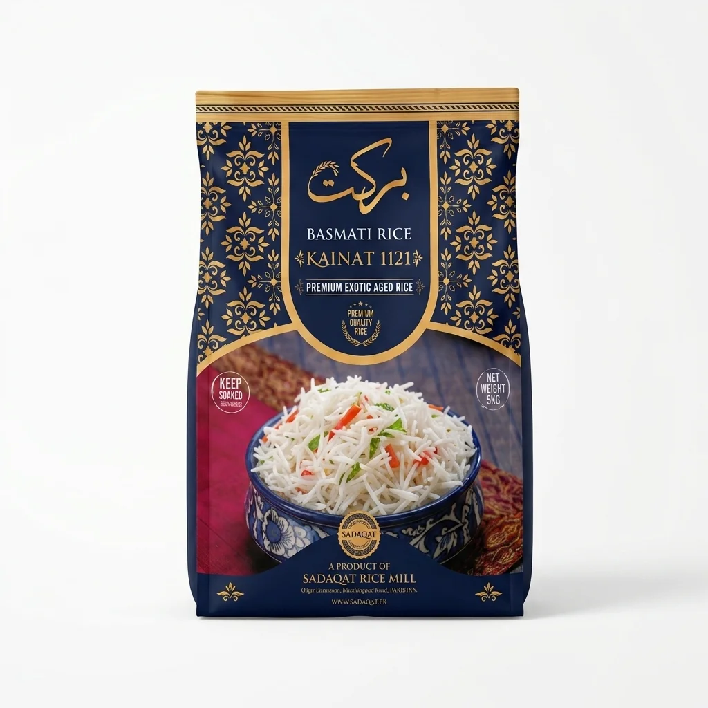 BARKAT-BRAND Kainat 1121 Basmati Steam Regular Rice 5KG Net Weight detail 2