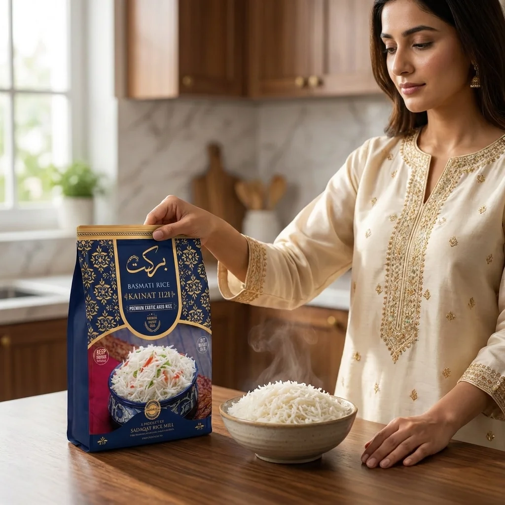 BARKAT-BRAND Kainat 1121 Basmati Steam Regular Rice 5KG Net Weight detail 4