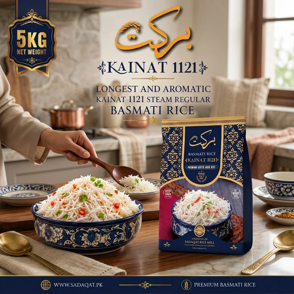 BARKAT-BRAND Kainat 1121 Basmati Steam Regular Rice 5KG Net Weight detail 5
