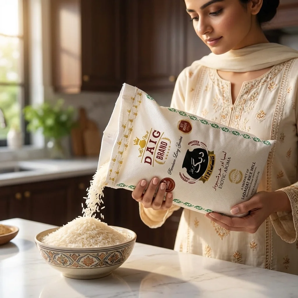 DAIG-BRAND 5 KG Premium Long Grain Non Steam 1121 Basmati Rice detail 4