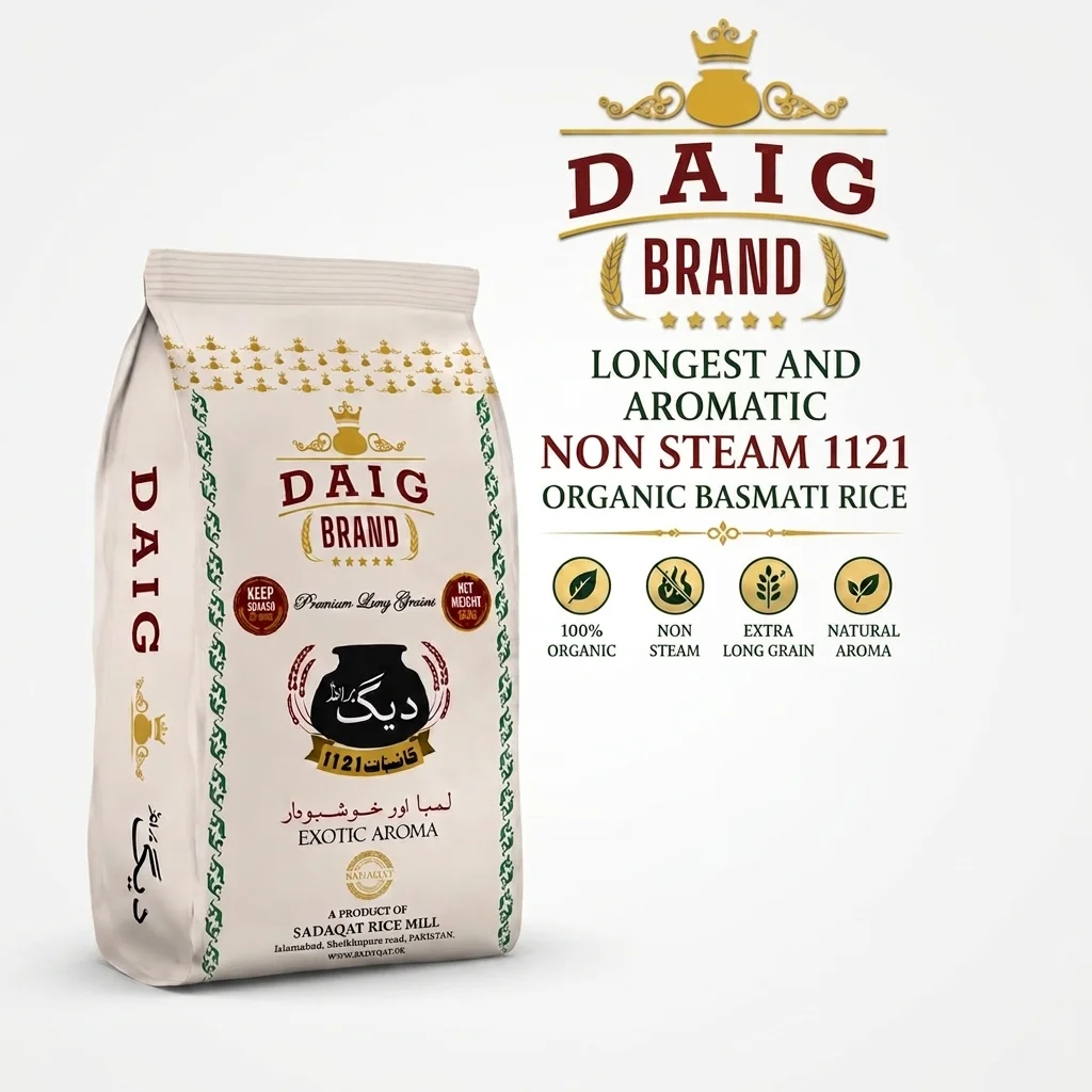 DAIG-BRAND 10KG Premium Long Grain Non Steam 1121 Basmati Rice detail 5