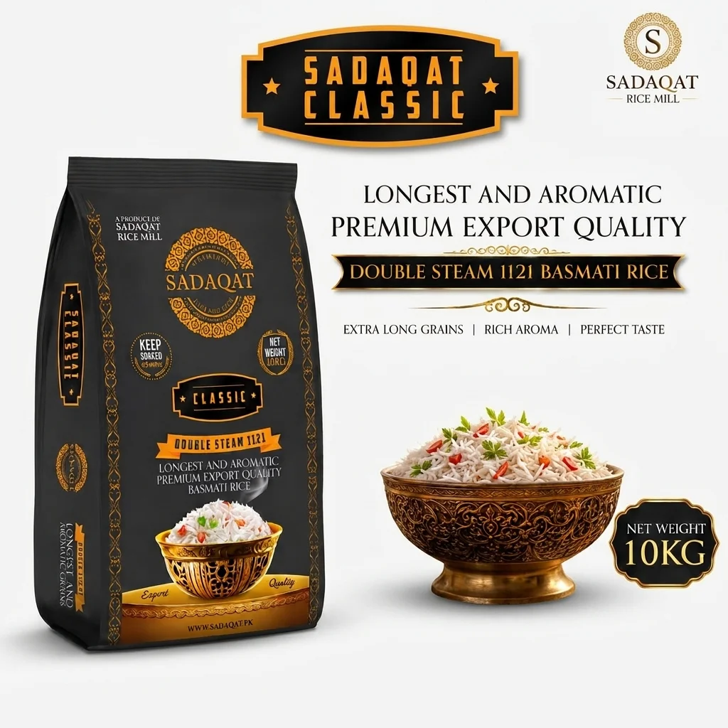 SADAQAT-CLASSIC Export Quality Premium 1121 Pure Basmati Rice 10KG Net Weight detail 2