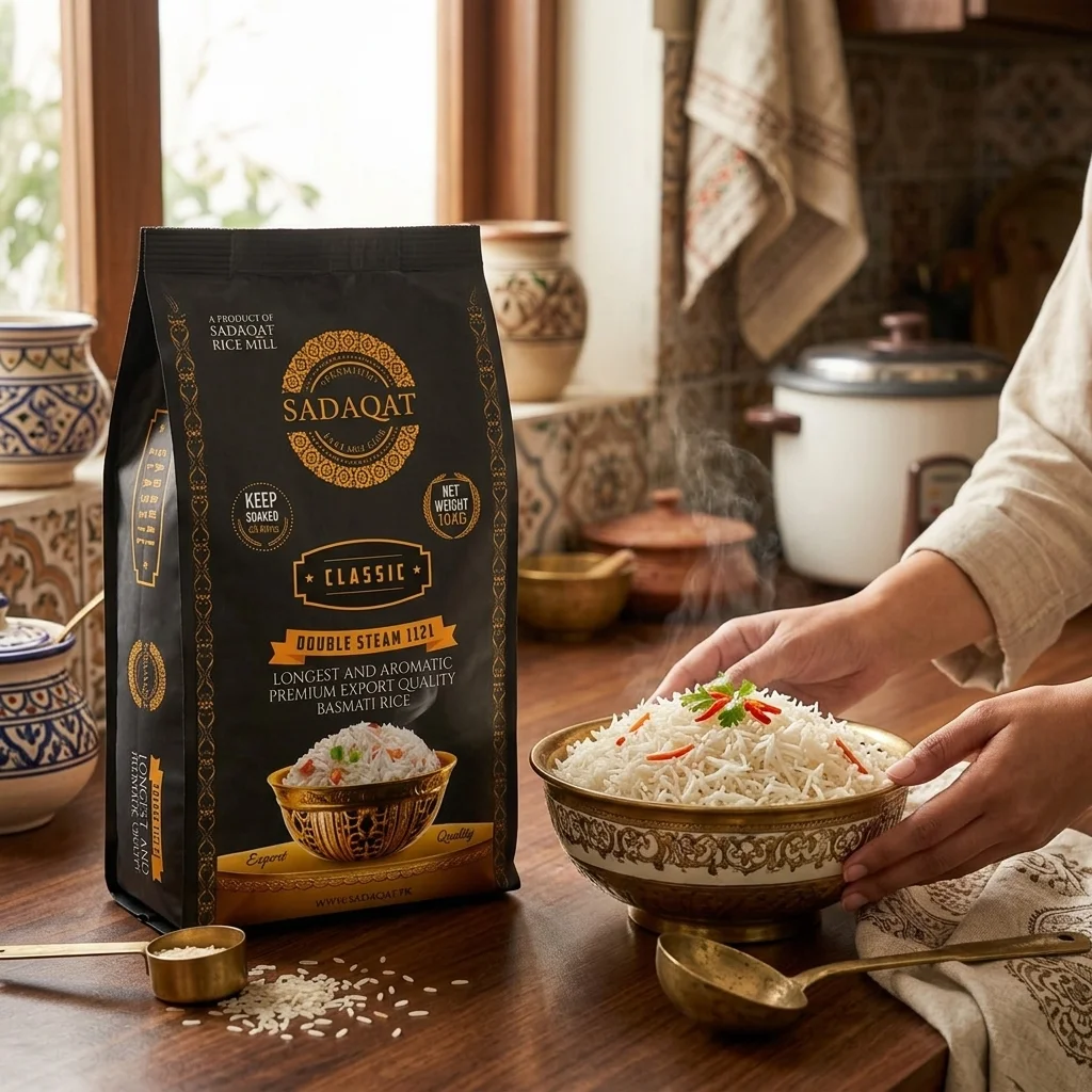 SADAQAT-CLASSIC Export Quality Premium 1121 Pure Basmati Rice 10KG Net Weight detail 5