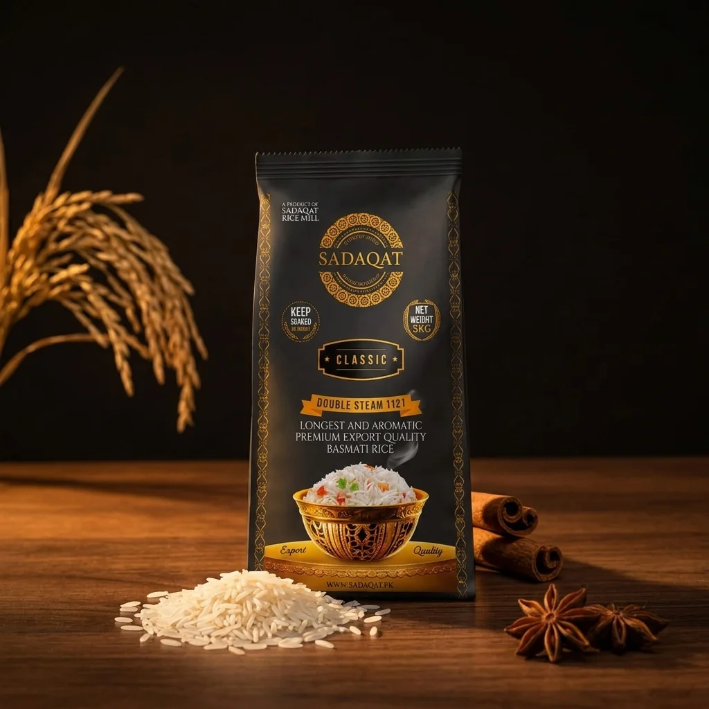 SADAQAT-CLASSIC Export Quality Premium 1121 Pure Basmati Rice 5KG Net Weight detail 3